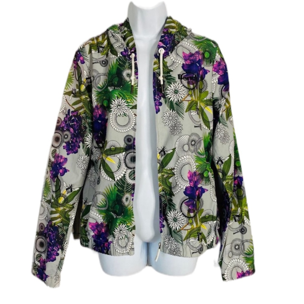 Bench. Floral Print Wind / Rain Hooded Jacket